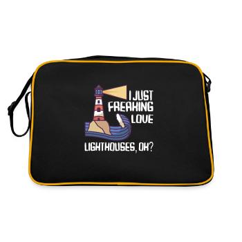 Lighthouse Seaside Nautical I just love lighthouse - Retro Tasche - Schwarz/Gold - Hinten