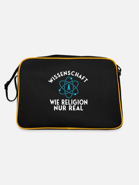 Atheist Atheismus Wissenschaft Ungläubiger - Retro Tasche - Schwarz/Gold - Hinten