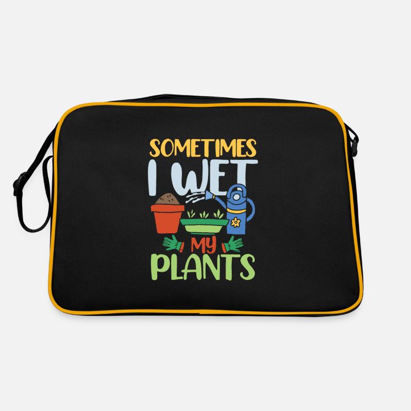 SOMETIMES I WET MY PLANTS - Retro Tasche - Schwarz/Gold
