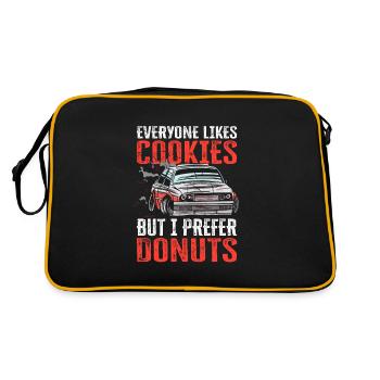 Car Drifting Racing Racecar Motorsport Skid Marks - Retro Tasche - Schwarz/Gold - Hinten