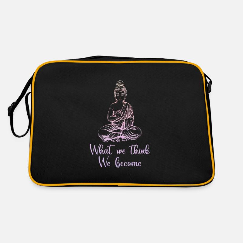 Bunter Buddha Inspirierendes Buddhismus - Retro Tasche - Schwarz/Gold