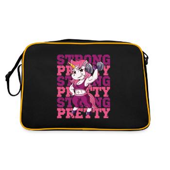 Fitness Muskeln Training Einhorn - Retro Tasche - Schwarz/Gold - Hinten