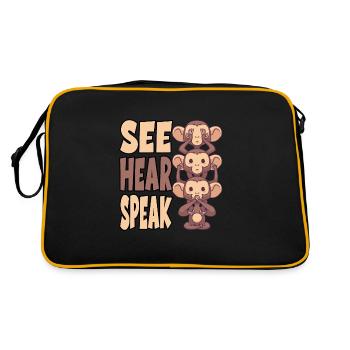 Voir Entendre parler pour un étudiant ou dans le - Sac Retro - noir/or - Dos