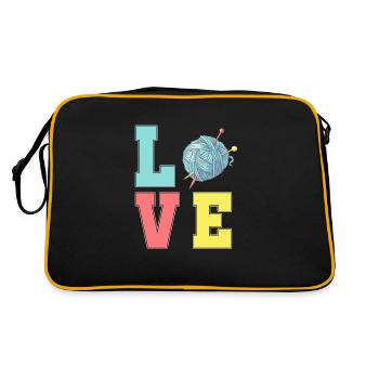 Crochet Love Hobby Crafting Yarn Knitter - Retro Bag - black/gold - Back