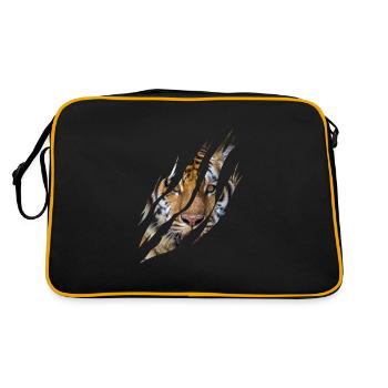 Lion Face Tiger Safari Claw Torn - Retro Bag - black/gold - Back