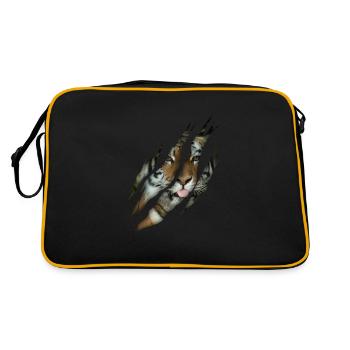 Funny Tiger Safari Animal Cat - Retro Bag - black/gold - Back