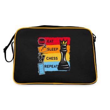 Drôle de roi d’échecs Eat Sleep Échecs Repeat - Sac Retro - noir/or - Dos