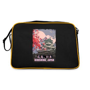 Temple japonais Hiroshima Fleur de cerisier anime - Sac Retro - noir/or - Dos