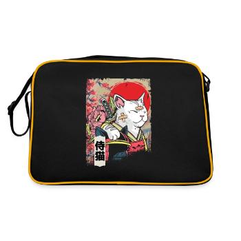 Japon Samouraï Chat Guerrier Ninja Chat - Sac Retro - noir/or - Dos