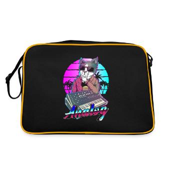 Synthesizer Vaporwave Cat Modular Analog - Retro Bag - black/gold - Back
