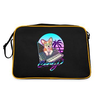 Synthesizer Vaporwave Corgi Hund Modular Analog - Retro Bag - black/gold - Back