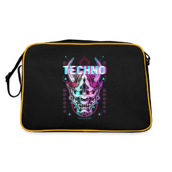 Techno Demon Glitch Electro Bass Music - Retro Bag - black/gold - Back