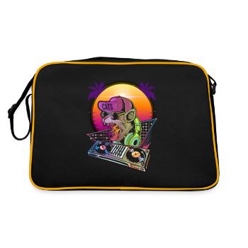 Disco Cat DJ Vaporwave 80s 90s Techno Music - Retro Bag - black/gold - Back