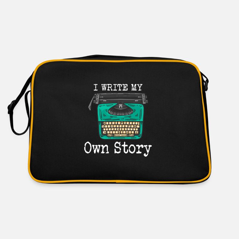 Typewriter Writing Writer I Write My Own Story - Retro Tasche - Schwarz/Gold