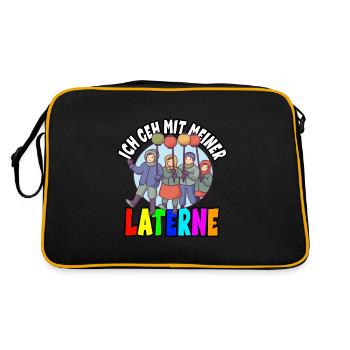Laternenlauf Sankt Martin St Martin - Retro Tasche - Schwarz/Gold - Hinten