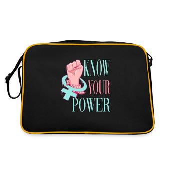 Know your Power Feministin - Retro Tasche - Schwarz/Gold - Hinten