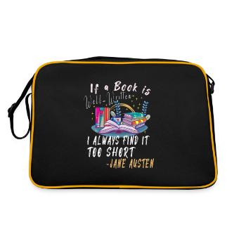 Book Reader Reading Literature Jane Austen quotes - Retro Tasche - Schwarz/Gold - Hinten