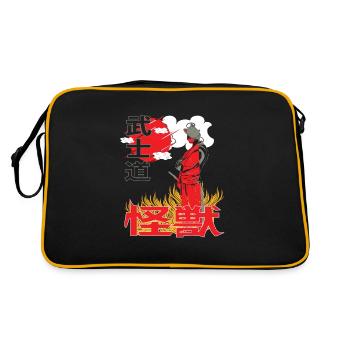 Ninja Artwork Sunset Japan Anime stil in Flammen - Sac Retro - noir/or - Dos