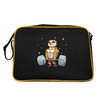 Erdmännchen Gewichtheben Fitness-Studio - Retro Tasche - Schwarz/Gold - Hinten