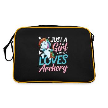 Niedliches Einhorn Pfeil Bogen für eine - Retro Tasche - Schwarz/Gold - Hinten