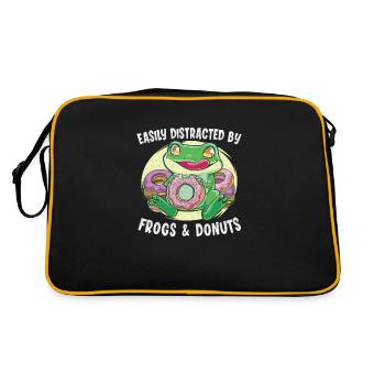 Donut Doughnut Frog Catcher Frog Hunter Funny Frog - Retro Tasche - Schwarz/Gold - Hinten