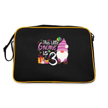 This Little Gnome Is 3 Birthday Girl - Retro Tasche - Schwarz/Gold - Hinten