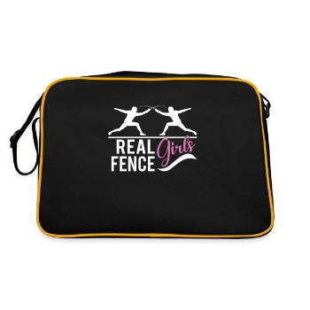 Female Fencing Girl Fencer Fence - Retro Tasche - Schwarz/Gold - Hinten