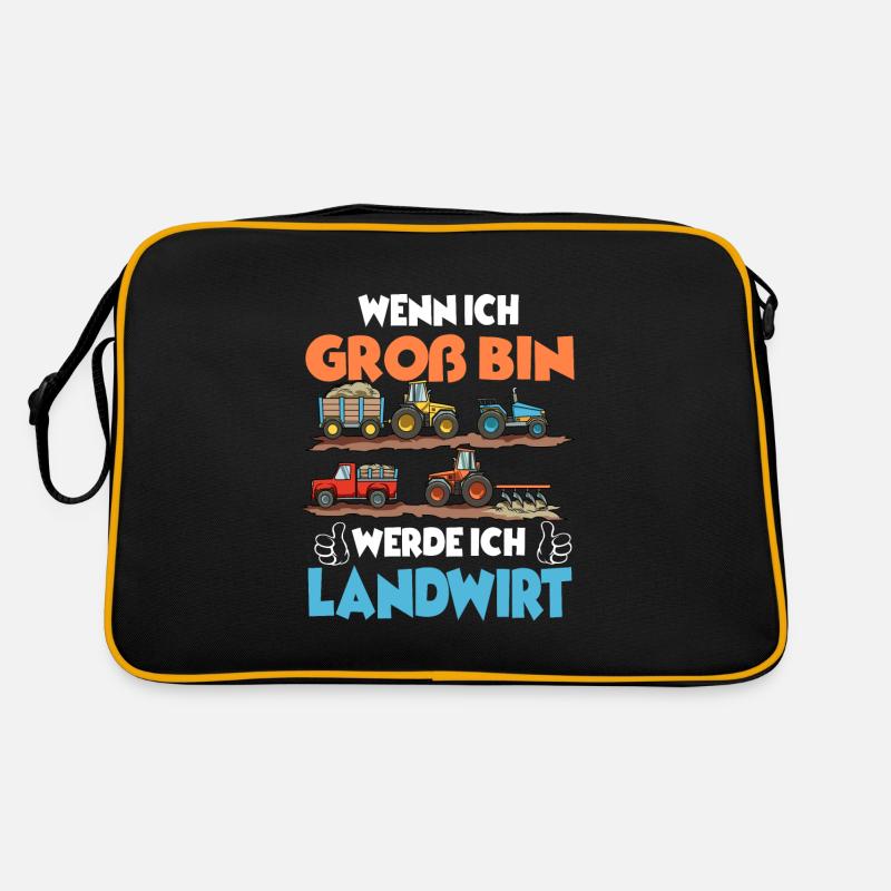 WENN ICH GROß BIN WERDE ICH LANDWIRT - Retro Tasche - Schwarz/Gold