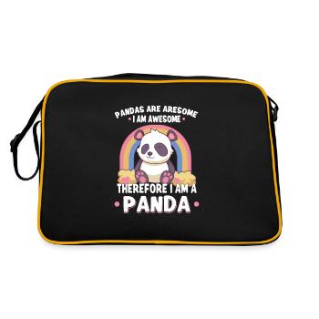 Panda Ours Panda Bambou Faune Chine - Sac Retro - noir/or - Dos
