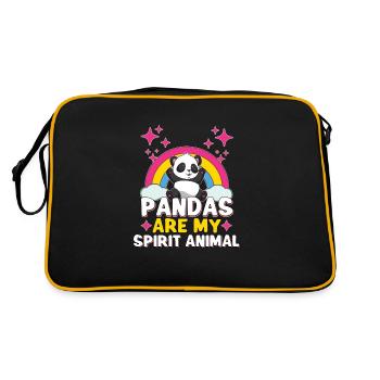 Panda Ours Panda Bambou Faune Chine - Sac Retro - noir/or - Dos