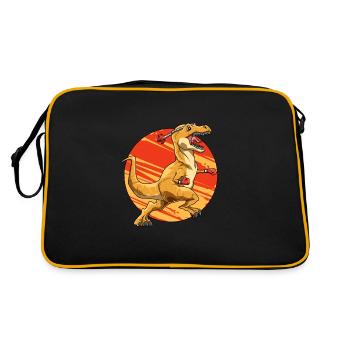 Brachiosaurus Dinosaurier Astronaut Dino Langhals - Retro Tasche - Schwarz/Gold - Hinten