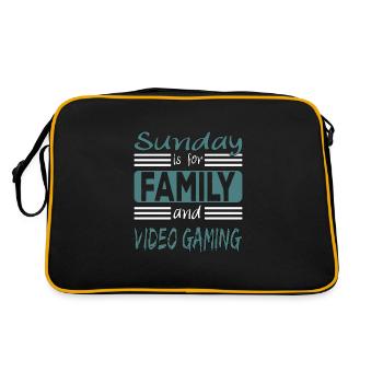 Sunday is for family and Video Gaming saying - Retro Bag - black/gold - Back