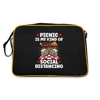 Picnic Lover Picnic Food Basket Picnic Date - Retro Tasche - Schwarz/Gold - Hinten