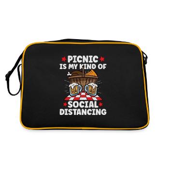 Picnic Lover Picnic Food Basket Picnic Date - Retro Tasche - Schwarz/Gold - Hinten