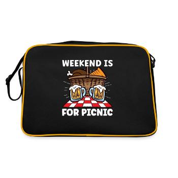 Picnic Lover Picnic Food Basket Picnic Date - Retro Tasche - Schwarz/Gold - Hinten