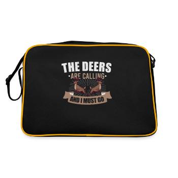 Hirschjagd Hirschjäger Jagdsaison Bockjagd - Retro Tasche - Schwarz/Gold - Hinten