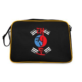 Taekwondo Hangul Corée du Sud Drapeau Arts Martiaux - Sac Retro - noir/or - Dos