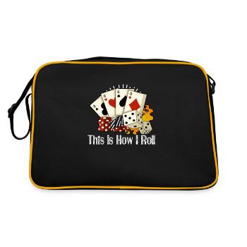 Poker Casino Poker Player Gambling Roulette Gift - Retro Tasche - Schwarz/Gold - Hinten