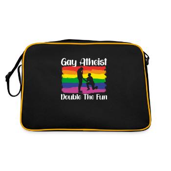 Gay LGBTQ Atheist Atheism Anti Religion Securalism - Retro Tasche - Schwarz/Gold - Hinten
