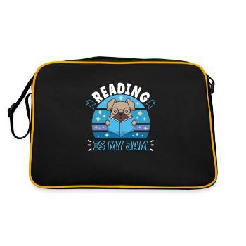 Book Reader Reading Literature Bookworm Gift Idea - Retro Bag - black/gold - Back