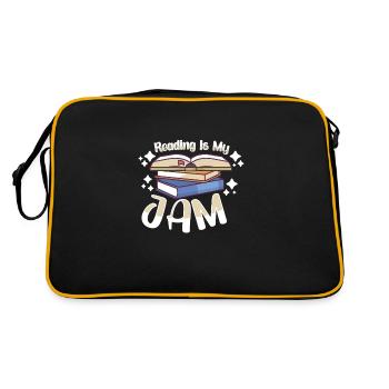 Book Reader Reading Literature Bookworm Gift Idea - Retro Bag - black/gold - Back
