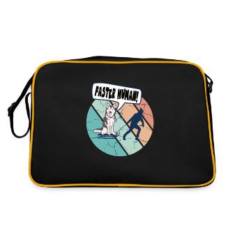 Husky Sledding Faster Human pour les fans de Mushing - Sac Retro - noir/or - Dos