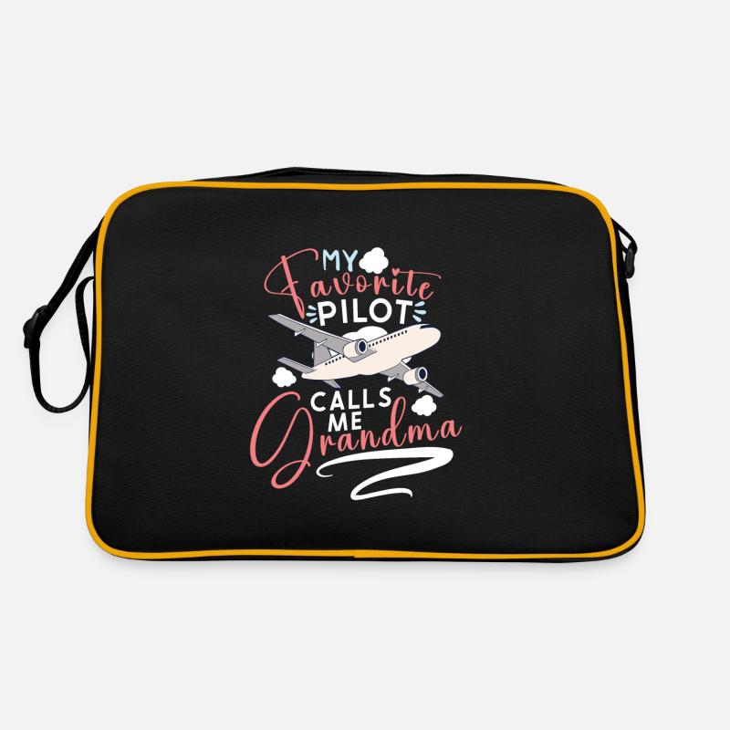 Pilot Aviation Airplane Airline Captain Aviator - Retro Tasche - Schwarz/Gold