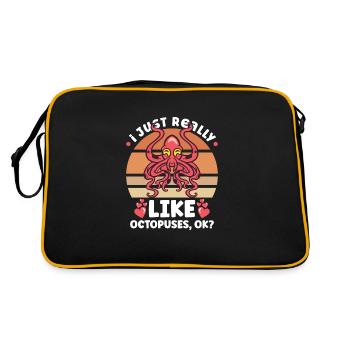 Octopus Marine Animals Sea Creature Squid Poison - Retro Bag - black/gold - Back