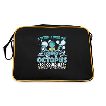 Octopus Marine Animals Sea Creature Squid Poison - Retro Bag - black/gold - Back