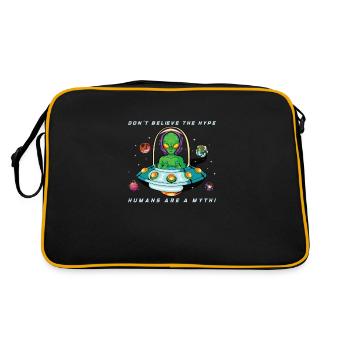 Alien Extraterrestrial Area 51 Ufo Space Geek - Retro Tasche - Schwarz/Gold - Hinten