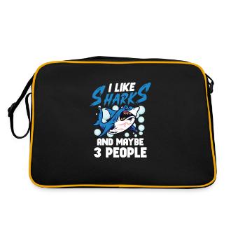 Shark Ocean Predator Sea Creature - Retro Tasche - Schwarz/Gold - Hinten