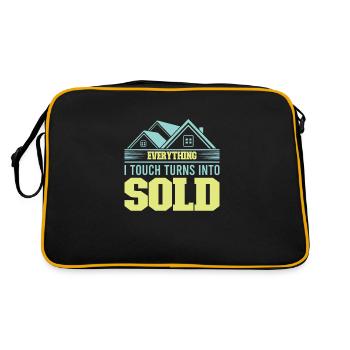 Real Estate Agent Realtor Home Closing Investor - Retro Bag - black/gold - Back