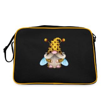 Gnome Honey Bee Beekeeper Honeybee Beekeeping - Retro Tasche - Schwarz/Gold - Hinten