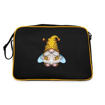 Gnome Honey Bee Beekeeper Honeybee Beekeeping - Retro Tasche - Schwarz/Gold - Hinten
